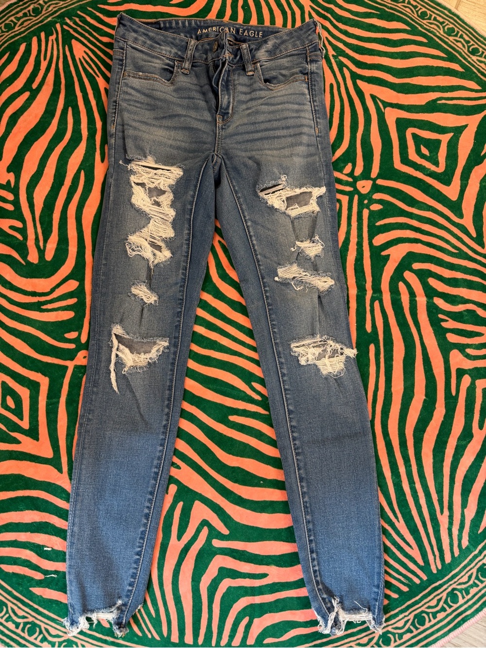 American Eagle Outfitters Distressed Medium Blue Skinny Jeans